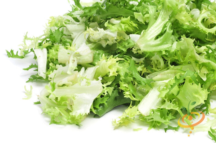 Green curled Ruffec endive seeds from SeedsNow, showing fresh seed packets for growing crisp, leafy endive vegetables.