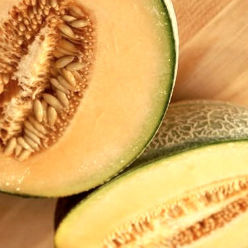 Order fresh Heart of Gold Cantaloupe melon seeds online from the USA. Grow this heirloom variety with sweet, aromatic flesh, golden-orange color, and netted rind.