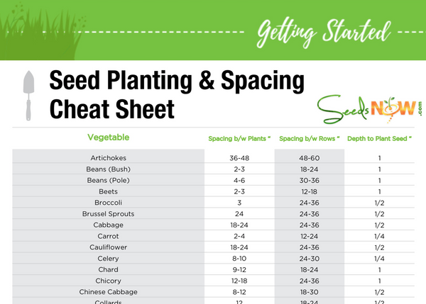 PRINTABLE!  Seed Planting & Spacing Cheat Sheet