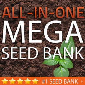 Mega Seed Bank large seed storage vault with 55 varieties and over 88,000 seeds in moisture-proof packaging